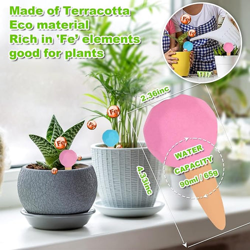 4-Pack Terracotta Self-Watering Spikes | Eco-Friendly Iron-Rich Clay Olla - Image 2