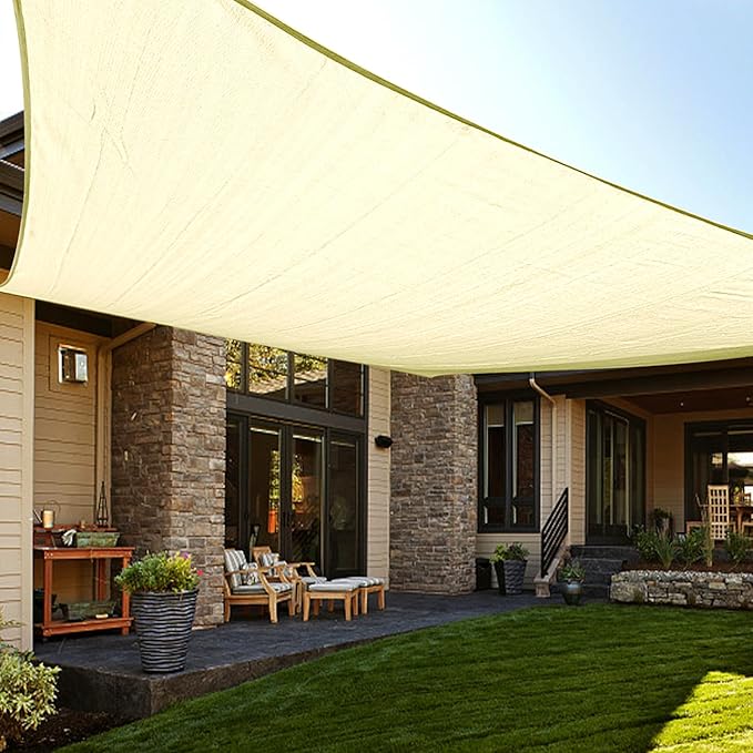 LOVE STORY Custom Size 5'x10' Butter Cream Sun Shade Sail Rectangle UV Block by LOVESTORY