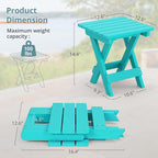LUE BONA Small Outdoor Folding Side Table, HDPS Outside End Table - Image 3