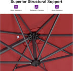 PURPLE LEAF 9 Feet Patio Umbrella Outdoor Cantilever Square Umbrella Aluminum - Image 2