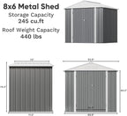 Greesum 8×6FT Outdoor Storage Shed, Metal Patio Storaged Sheds - Image 3