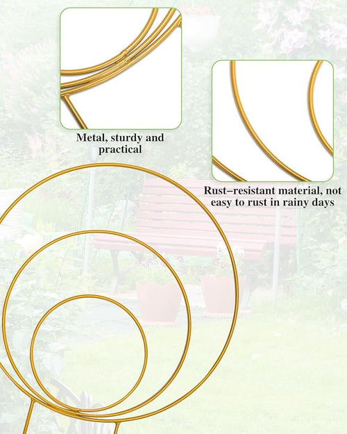 3 Pack Premium Round Plant Trellis Indoor, Small Metal Plant Support Stake - Image 2