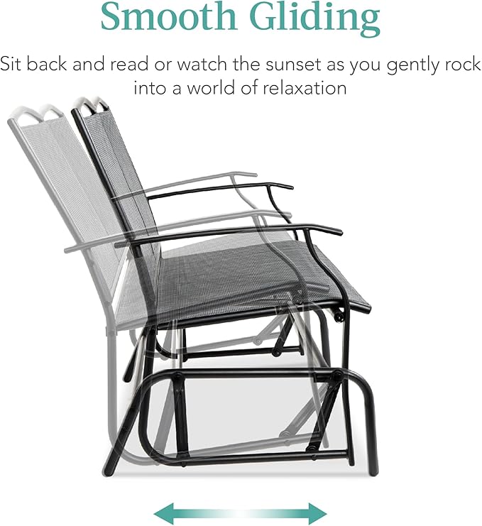 Best Choice Products 2-Person Outdoor Patio Swing Glider Steel Bench Loveseat - Image 4