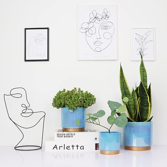 Gepege Ceramic Pots for Plants, Rainbow Pearl Glaze Planter - Image 6