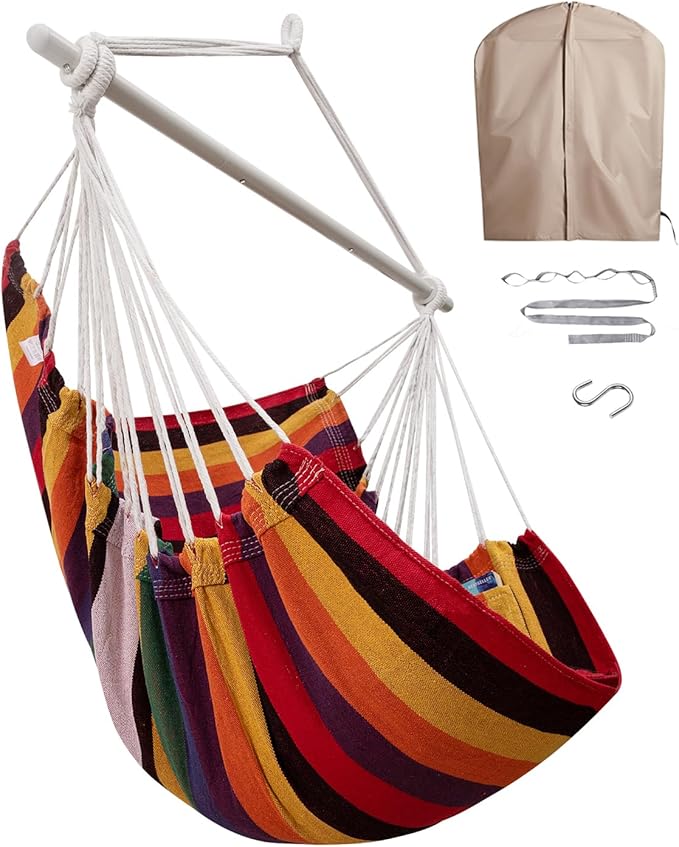 Miztli Hammock Chair with Hanging Chair Cover – Max 500 Lbs, Steel Spreader Bar by MIZTLI