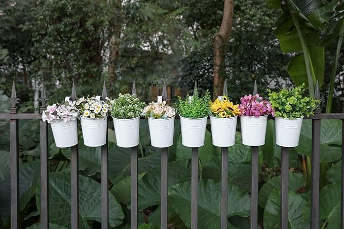 Dahey 10 Pcs Hanging Flower Pots Metal Iron Bucket Planter - Image 4