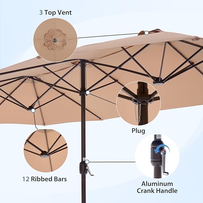 DUMOS 15FT Large Patio Umbrella - Image 4
