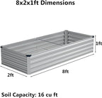 8x2x1 ft Galvanized Raised Garden Bed, Outdoor Planter Box Metal Patio Kit - Image 2