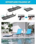 Aluminum Chaise Lounge Chair Outdoor, Foldable Patio Lounge Chair Assemble-Free - Image 3