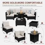 8 Pcs Patio Furniture Set with Fire Pit Table Wicker Outdoor Sectional Sofa - Image 2