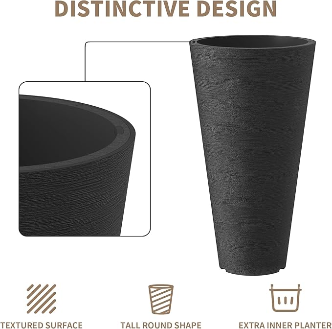 Kante Tall Round Planter Set of 2 - Image 7