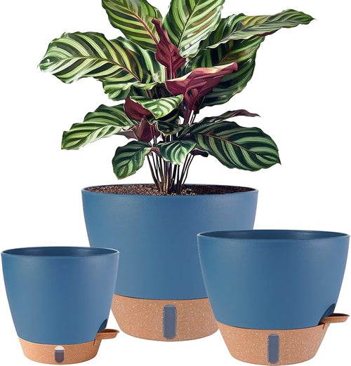12/10/8 inch Plant Pots, Large Plastic Self Watering Planters by Fielda