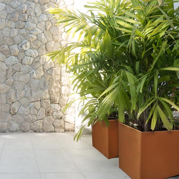 Corten Steel Planter Box Large Outdoor Planter 24 Inch Square Cube Planters - Image 4