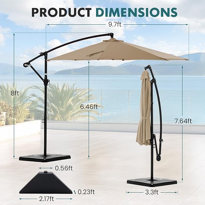 OLIXIS 9.7FT Offset Patio Umbrella - Image 5