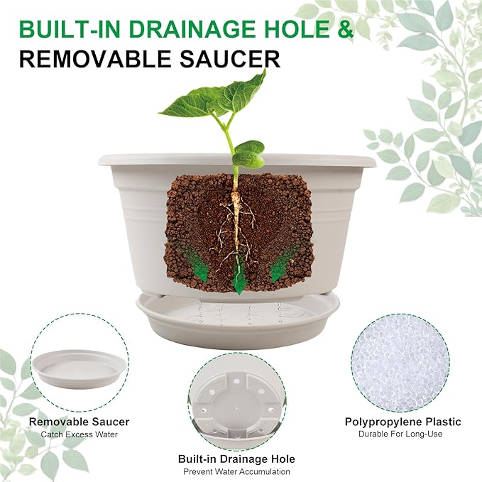 6 Pack 10 inch Plant Pot, Outdoor Pots - Image 3