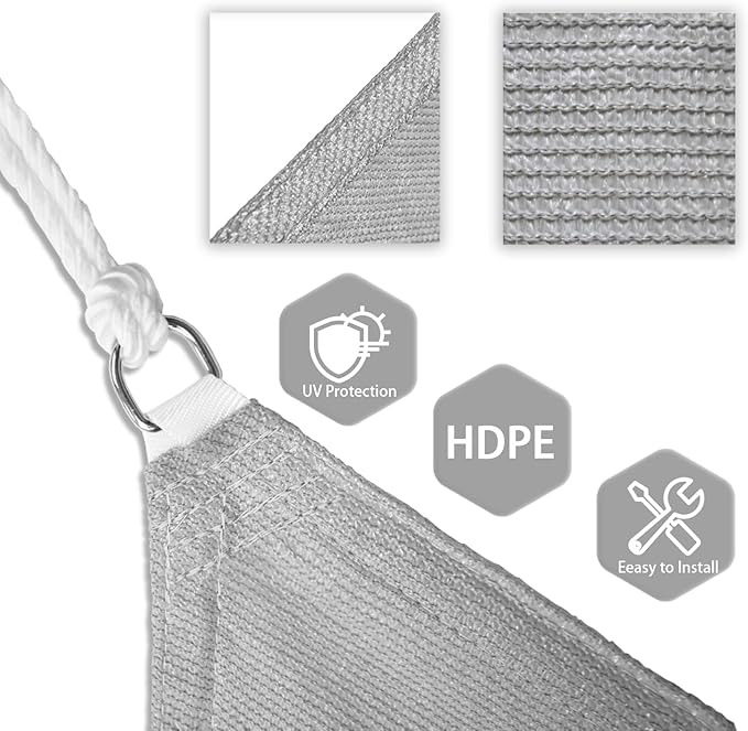 Patio Paradise 6' x 6' x 6' Sun Shade Sail Triangle Canopy Shade Cloth Fabric - Image 3
