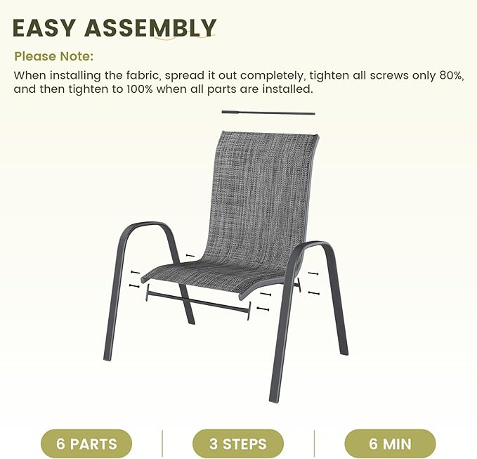 UDPATIO Patio Chairs Set of 8, Stackable Outdoor Dining Chairs - Image 8