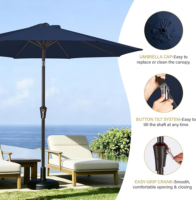 MEWAY 9ft Patio Umbrella Outdoor Table Umbrellas - Image 6