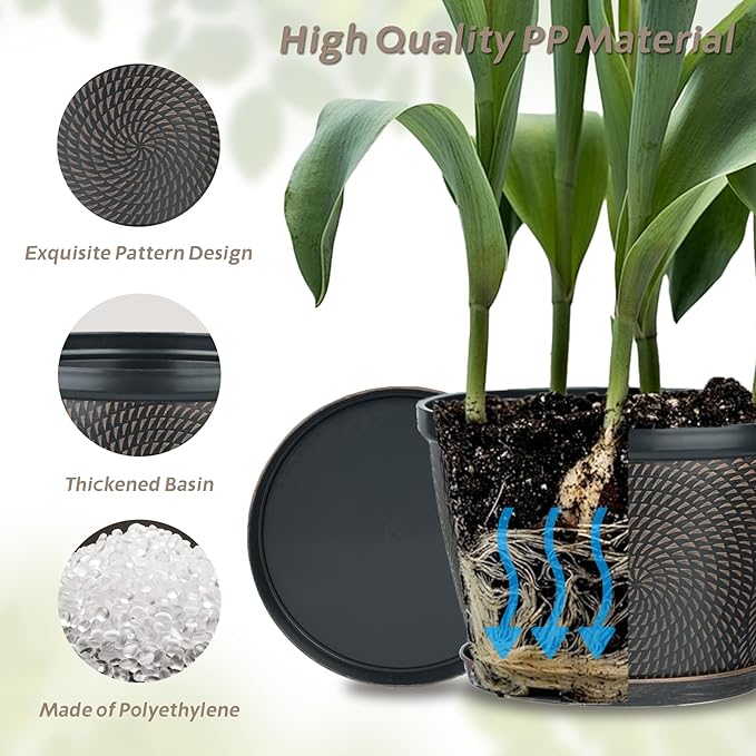 Quarut 4 Pack 8 Inch Flower Pots - Image 5