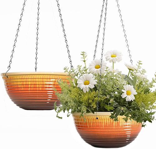 10inch Hanging Planters for Indoor and Outdoor Plants, 2 Pack Hanging Planter by LesOasis