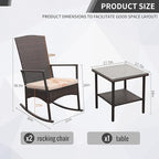Outdoor Rocking Chair 3 Pieces High-Backed Rocking Chair Patio Rocking Chairs - Image 2
