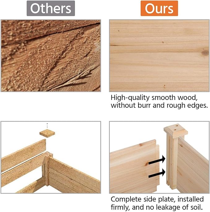 Yaheetech 8×4ft Wooden Horticulture Raised Garden Bed Divisible Elevated - Image 4