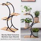 Bamboo 4-Tier Plant Stand Rack Multiple Flower Pot Holder Shelf Indoor Outdoor - Image 3