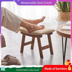 Foot Stool, Bamboo Small Sofa Foot Rest Under Desk, Extra Seating - Image 3