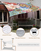 Sun Shade Sail 14'x18' Boho Floral Rectangle Sun Shade Sails Canopy Waterproof - Image 5