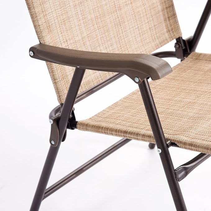 Giantex Set of 2 Patio Folding Chairs, Outdoor Patio Dining Chairs w/Armrest - Image 8