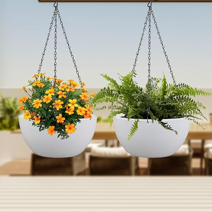12 inch Large Hanging Planters for Indoor Outdoor Plants, 2 Pack Hanging Flower - Image 6