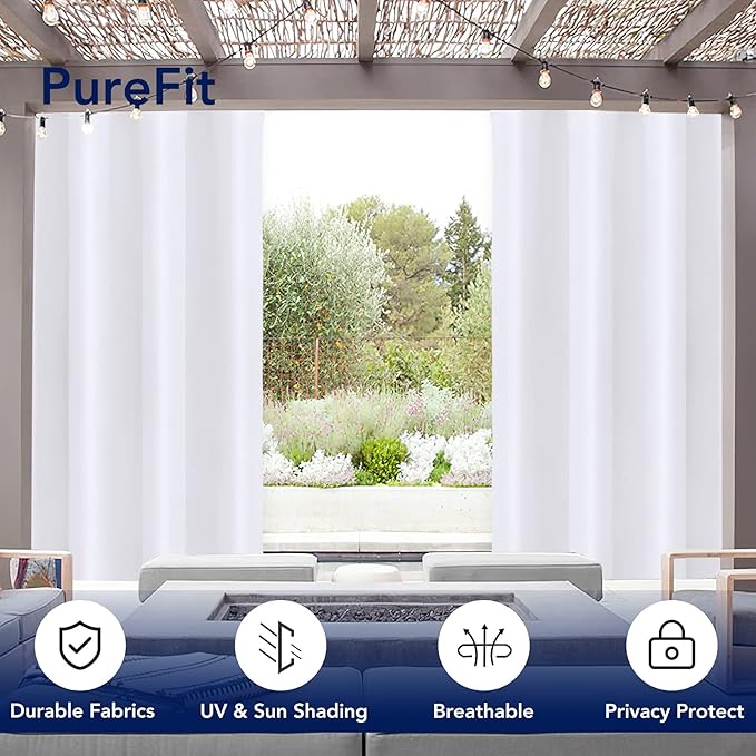 PureFit Outdoor Curtains for Patio Waterproof Weatherproof, UV Resistant - Image 3