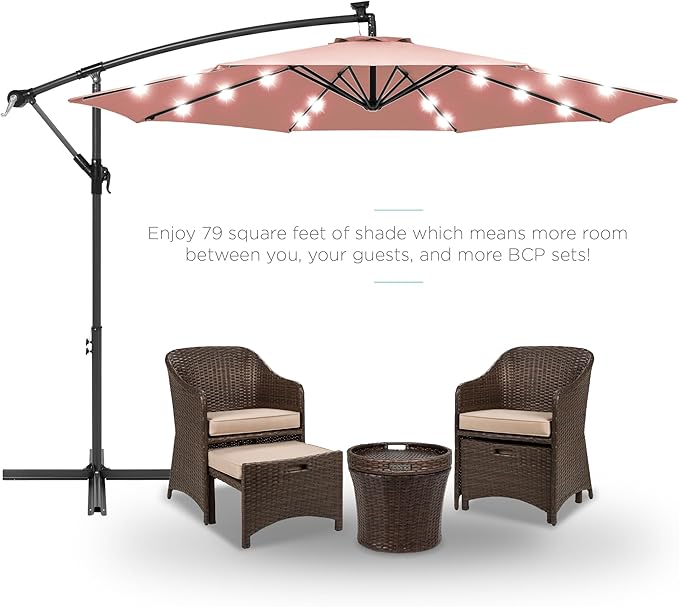 Best Choice Products 10ft Solar LED Offset Cantilever Hanging Market Patio - Image 2