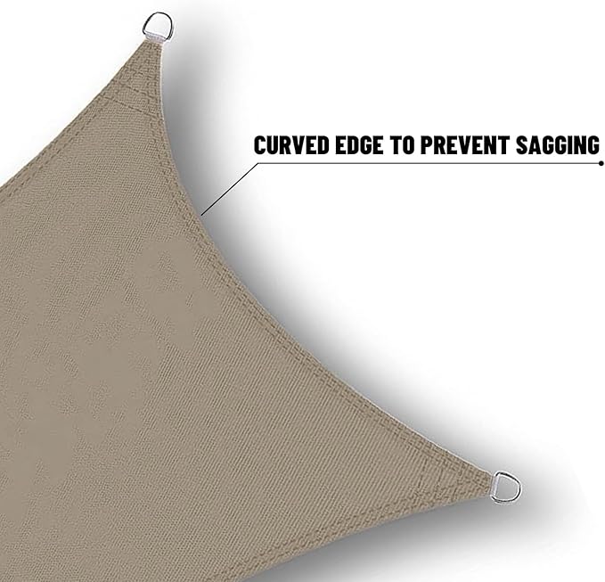 SUNNY GUARD Waterproof Sun Shade Sail 9' x 9' Taupe Rectangle UV Block Sunshade - Image 4