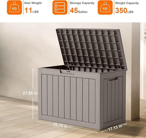45 Gallon Outdoor Storage Box, Weather Resistant & Waterproof Resin Deck Box - Image 2