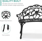 VINGLI 38.5" Patio Park Garden Outdoor Metal Rose Bench, 2-Person Cast Iron - Image 4