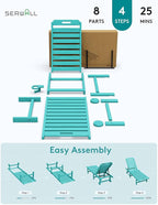 SERWALL Patio Chaise Lounge Chair, HDPE Outdoor Lounge Chair - Image 10