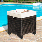 Tangkula 2 Pieces Outdoor Patio Ottoman, All Weather Rattan Wicker Ottoman Seat - Image 2