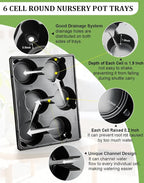 6 Inch Plastic Plant Pots 30 Pack and 6 Cell Nursery Pots Trays 5 Pack - Image 3