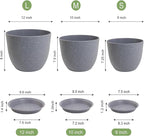 12/10/9 inch Large Plant Pots, 3 Pack Modern Decorative Plastic Planters - Image 3