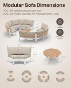 Outdoor Patio Furniture Set, 4 Piece Aluminum Half-Moon Patio Conversation Sets - Image 2