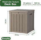 EasyUp 50 Gallon Outdoor Storage Box, Resin Waterproof UV-Resistant Deck Box - Image 2