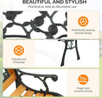 VINGLI Outdoor Bench Metal Garden Bench, Wood Patio Benches w/PVC Backrest Cast - Image 5
