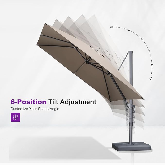 PURPLE LEAF 9' X 11.5' Rectangle Cantilever Umbrella - Image 6