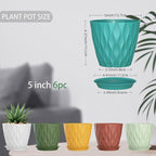 5 Inch Planter Pots, 6 Pack Indoor Planters, Small Flower Pots - Image 2