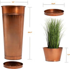28in Tall Copper Planters Set of 2, Galvanized Steel Tall Outdoor Planter - Image 9