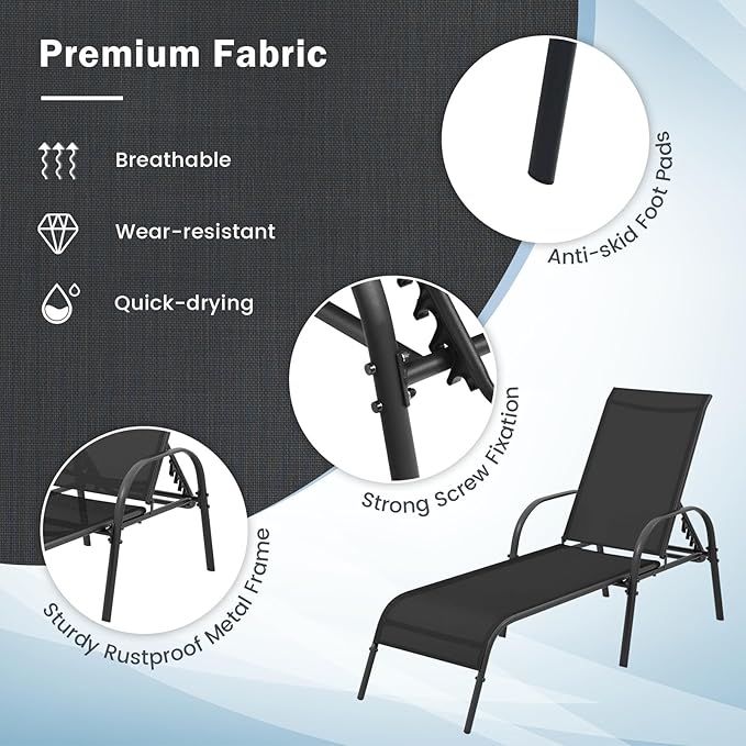 Giantex 2 Pack Patio Lounge Chair, Outdoor Chaise Lounge - Image 4