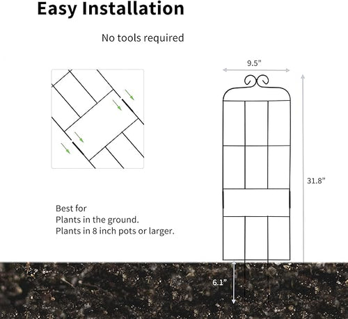 4 Pack 31'' Plant Trellis for Climbing Plants Indoor & Outdoor, Metal Trellis - Image 2