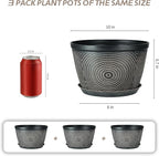 Quarut 10 Inch Flower Pots for Outdoor Indoor, 3 Pack Plastic Plant Pots - Image 3