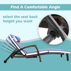 Chaise Lounge Chairs Outdoor Set of 6, Comfy Outside Wicker Patio Pool Lounge - Image 2